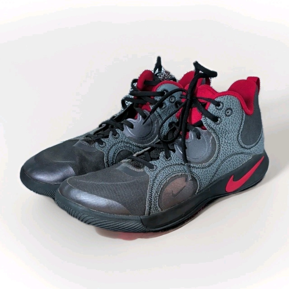 Nike Mens Fly By Mid 2‎ CU3503-005 Gray & Red Basketball Shoes Sneakers Size 10